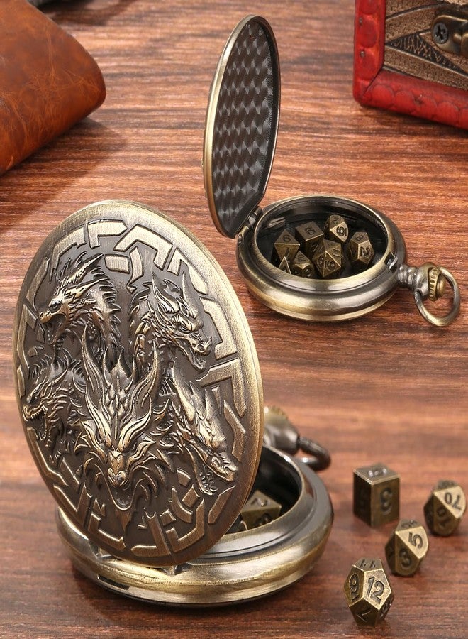 Blisshour D&D Dice Set, Dungeon&Dragon 7PCS Mini Dice Sets with Pocket Watch Case, Role Playing Board Games Accessories (5 Dragons, Bronze) - Image 5